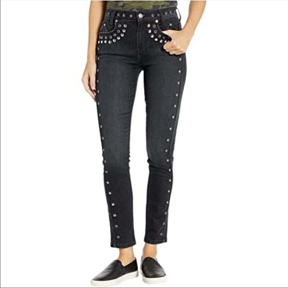 Current/Elliott High-Rise Stilleto Studded Jeans